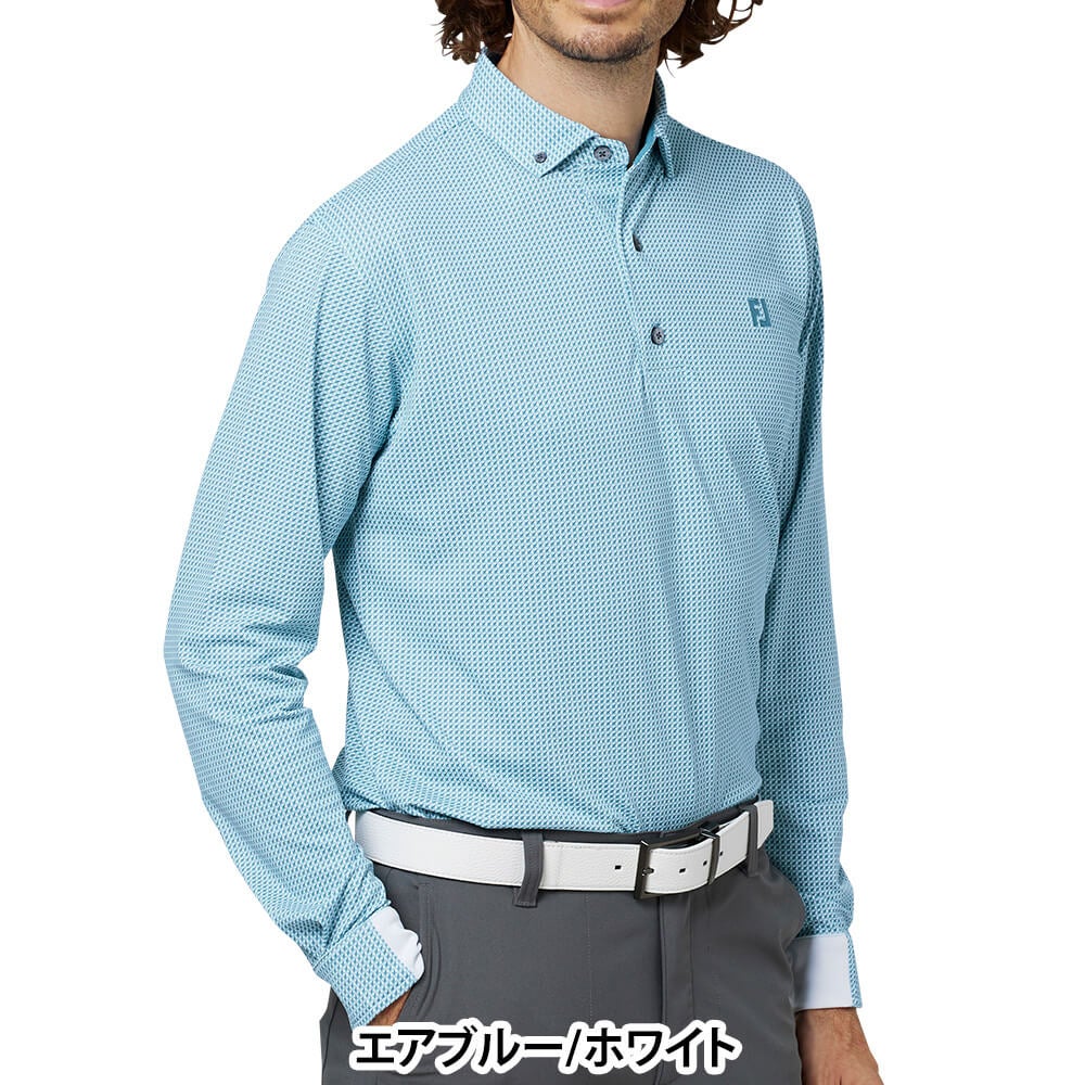 フットジョイ FootJoy メンズ 3Dピラミッドプリント 長袖 ボタンダウン ポロシャツ FJ-F25-S14 2025年モデル ウェア 背面