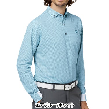 フットジョイ FootJoy メンズ 3Dピラミッドプリント 長袖 ボタンダウン ポロシャツ FJ-F25-S14 2025年モデル ウェア 背面
