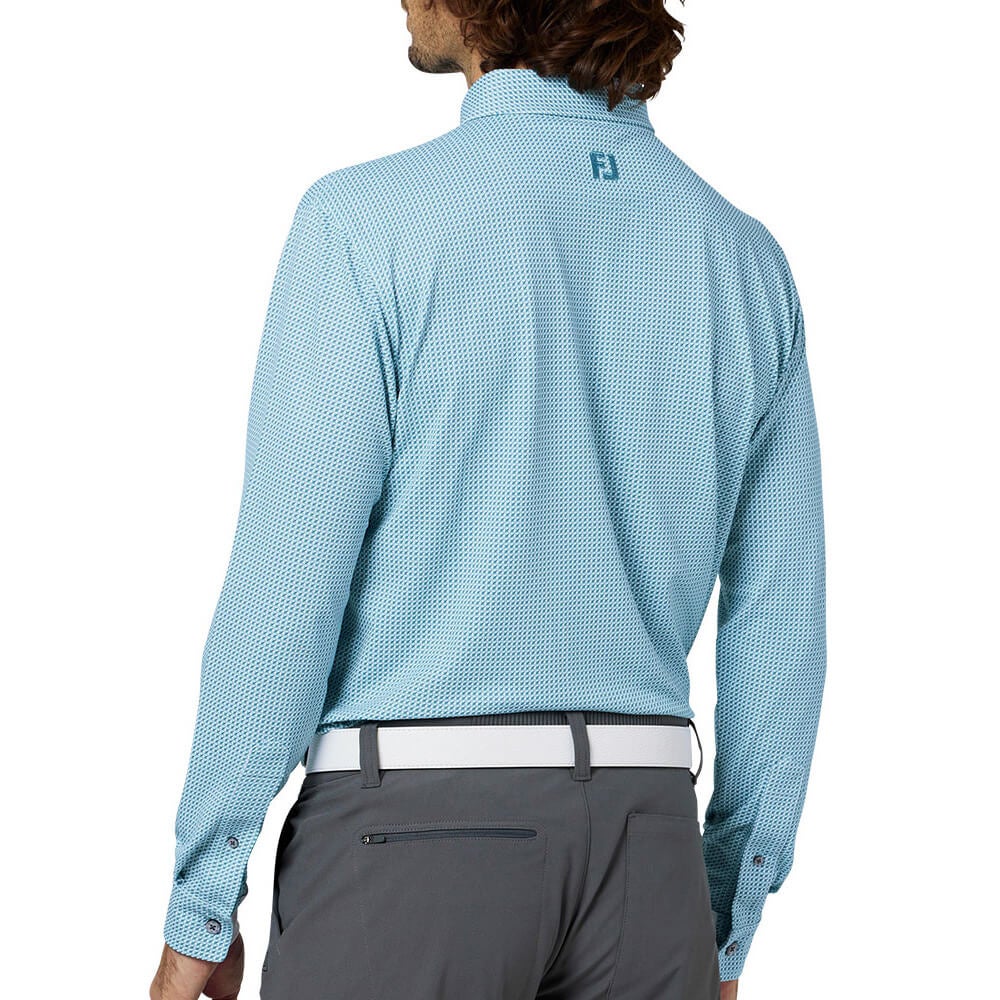 フットジョイ FootJoy メンズ 3Dピラミッドプリント 長袖 ボタンダウン ポロシャツ FJ-F25-S14 2025年モデル ウェア 側面・ディテール