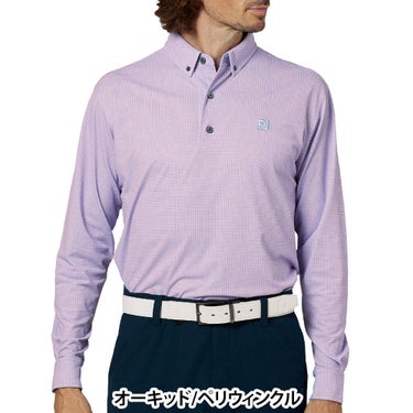 フットジョイ FootJoy メンズ 3Dピラミッドプリント 長袖 ボタンダウン ポロシャツ FJ-F25-S14 2025年モデル 商品ディテール