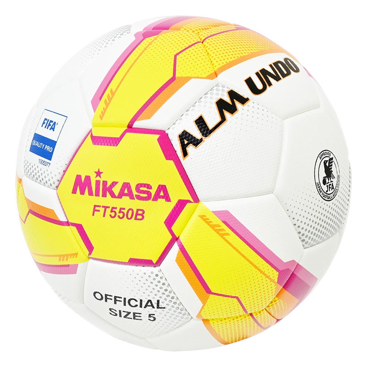 ミカサ MIKASA　サッカー 5号貼り 検定球 (大学マークなし) FT550B-YP イエロー×ピンク イエロー×ピンク