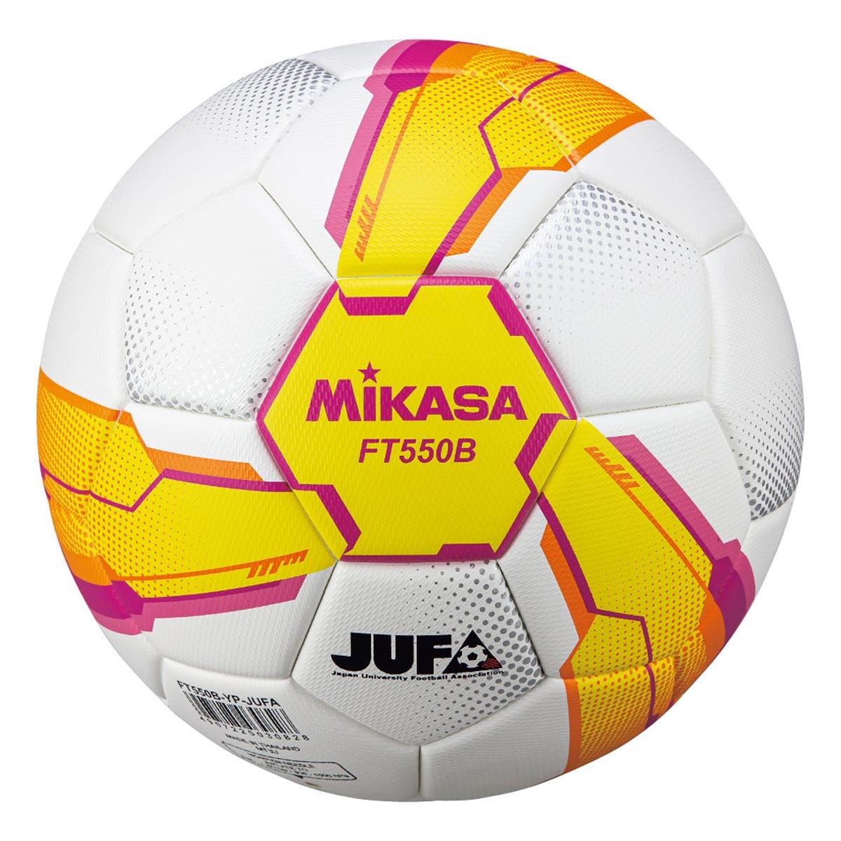 ミカサ MIKASA サッカー5号貼り 大学試合球 FT550B-YP-JUFA イエロー×ピンク サッカーボール アライメントデザイン