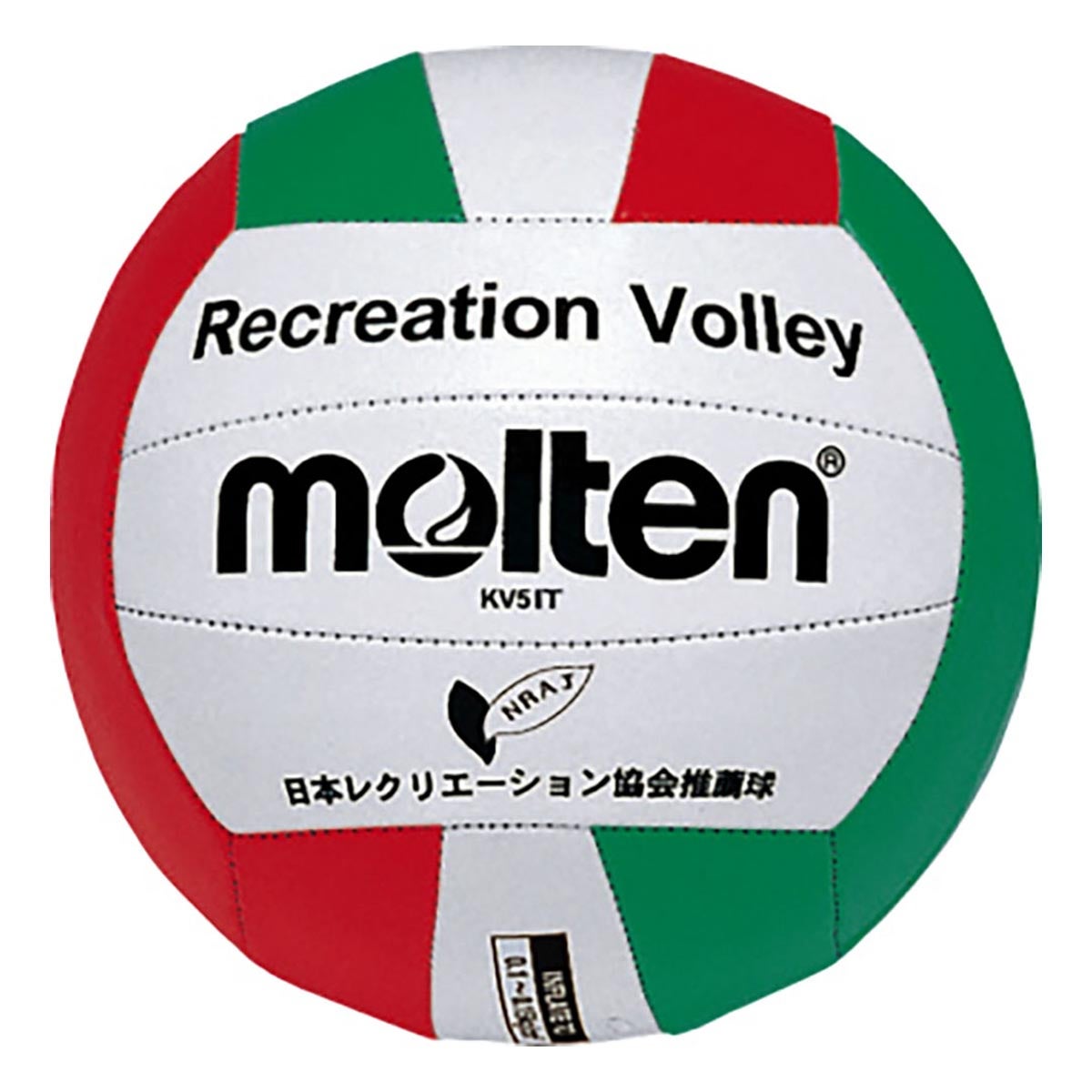 モルテン molten　レクリエーションバレーボール 軽量5号球 KV5IT IT白×赤×緑　 IT白×赤×緑